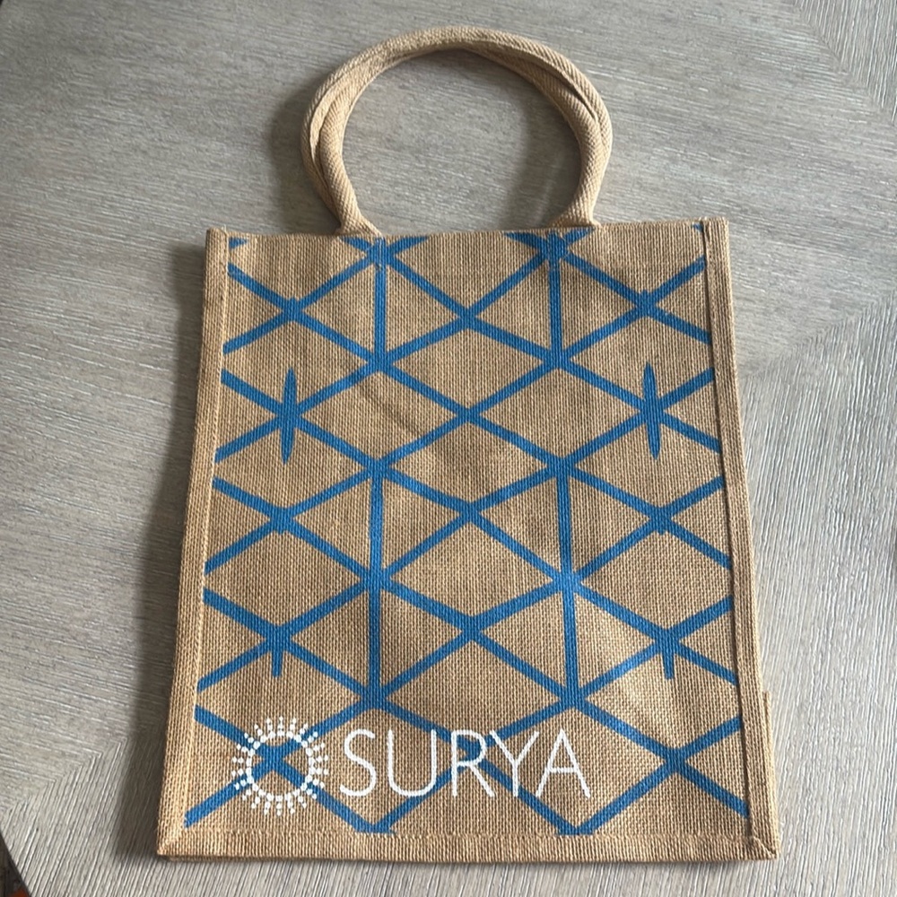 Surya Burlap Tote Bag